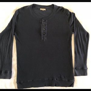 Blue Burberry Thin Henley Shirt in XL Navy